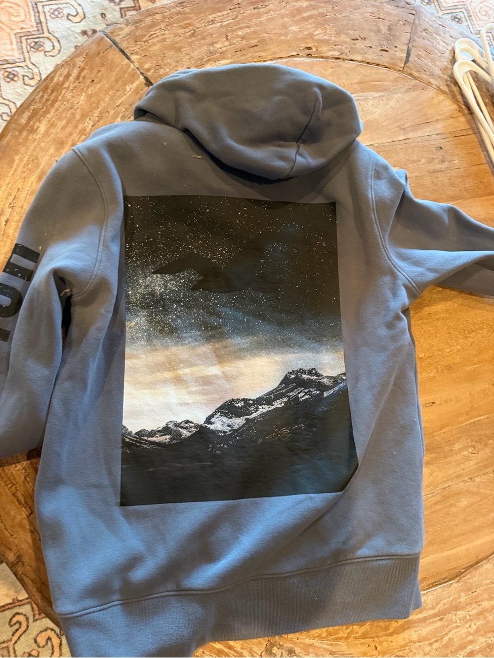 Men's Slate Gray Graphic Hoodie with Mountain Print